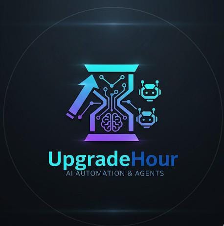 UpgradeHour Official logo - Modern Minimalist brand mark for AI automation agency, featuring futuristic typography and professional tech-driven desig.